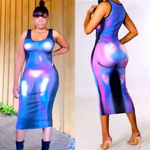 Purple Cosmic BodyCon Dress